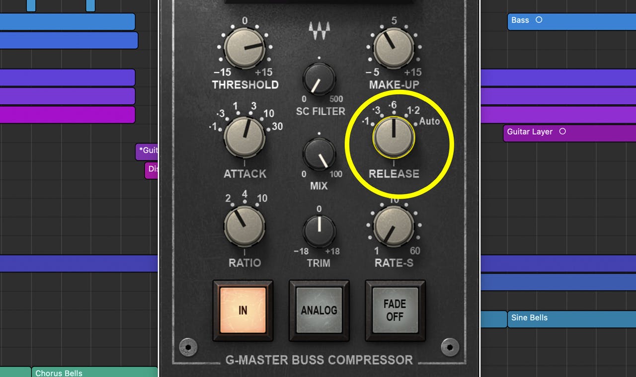SSL Buss Compressorでのリリース時間の設定