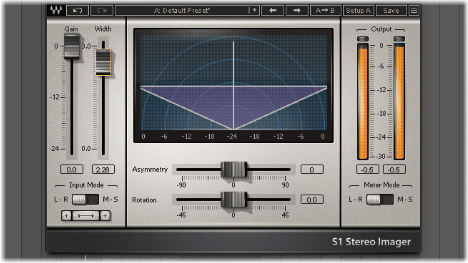 Waves S1 Stereo ImagerのUI