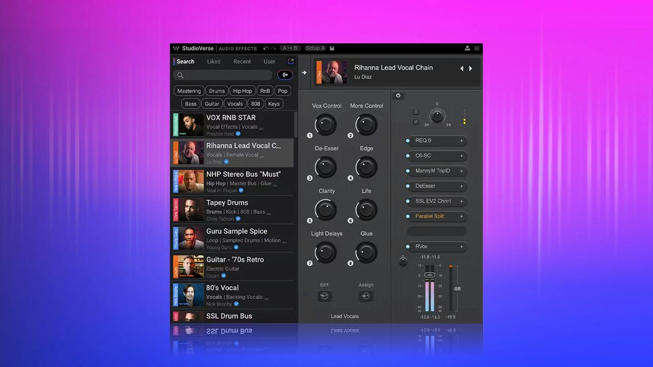 StudioVerse Audio Effects と StudioVerse InstrumentsのGUI